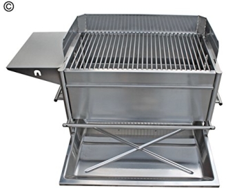 hochwertiger Edelstahlgrill Holzkohlengrill – 2 Seitenablagen