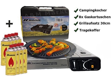 Campingkocher mit 8 Gaskartuschen als Camping Grill