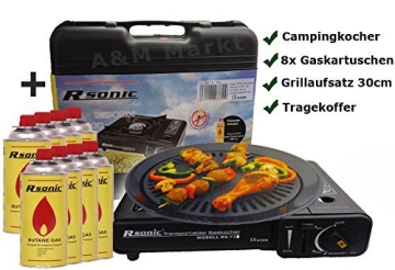 Campingkocher mit 8 Gaskartuschen als Camping Grill