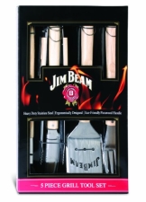 Jim Beam Grillbesteck mit Holzgrifffläche im Geschenkset, 5 tlg. - 1