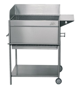 Premio Edelstahlgrill Edeldesign Holzkohle Grill fahrbar mit Frontblende - 1